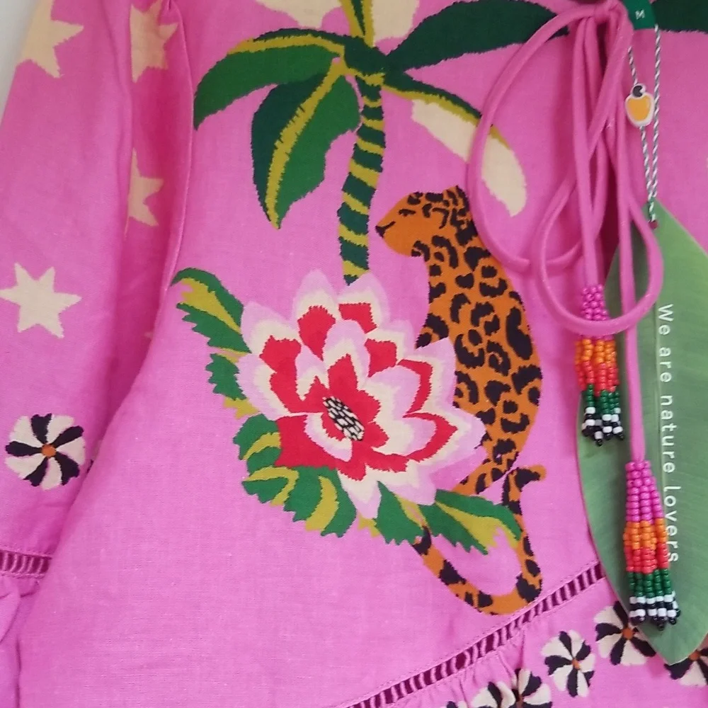 FARM Rio Pink Leopard Forest Mini Dress - Picture 6 of 10